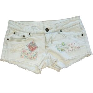 Mossimo Supply Co. Women's White Floral Patch Jean Shorts